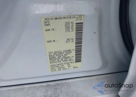 2015 Nissan Altima 2.5/2.5 S/2.5 Sl/2.5 Sv из США, поврежденный, VIN 1N4AL3APXFN320761